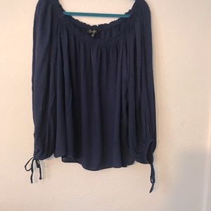 Jessica Simpson off the shoulder navy blouse. EUC. Size XL